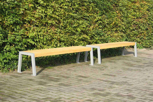 Bench with timber seat base Bench Riga with timber seat base