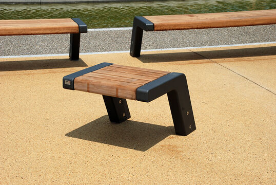 Bench with timber seat base Bench with timber seat base Jump