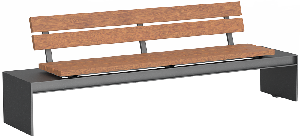 Banc Oxford avec assise en bois